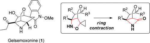 Enlarged view: Total Synthesis of Gelsemoxonine through a Spirocyclopropane Isoxazolidine Ring Contraction.  S. Diethelm, E.M. Carreira, J. Am. Chem. Soc. 2015, 137, 6084