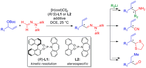 Formaldehyde N,N-Dialkylhydrazones as Neutral Formyl Anion Equivalents in Iridium-Catalyzed Asymmetric Allylic Substitution. S. Breitler, E.M. Carreira, J. Am. Chem. Soc. 2015, 137, 5296